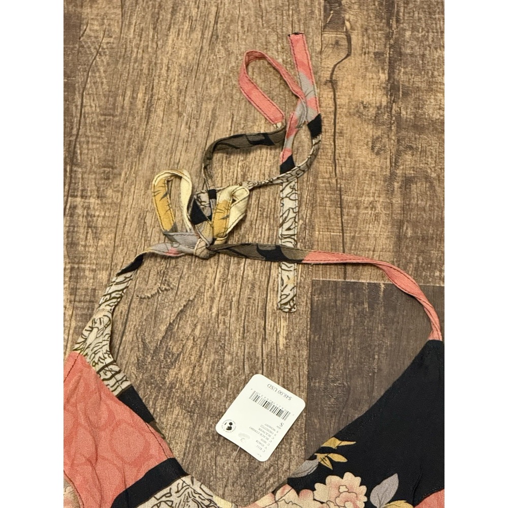 Free People Rae Halter Top Floral Stretch Boho Festival Women's Small New - Picture 7 of 13